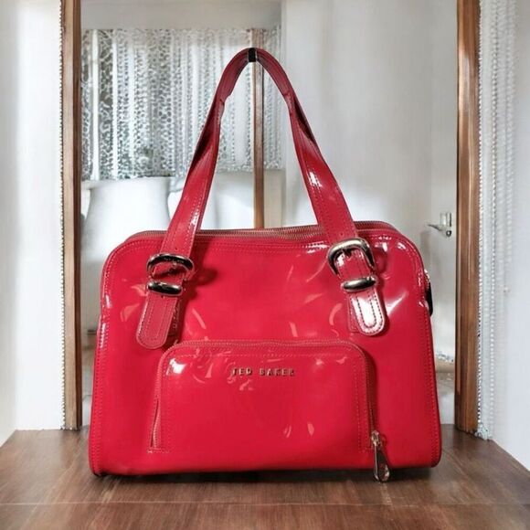 Ted Baker Red Patent Leather Medium Shoulder Bag - Picture 1 of 5
